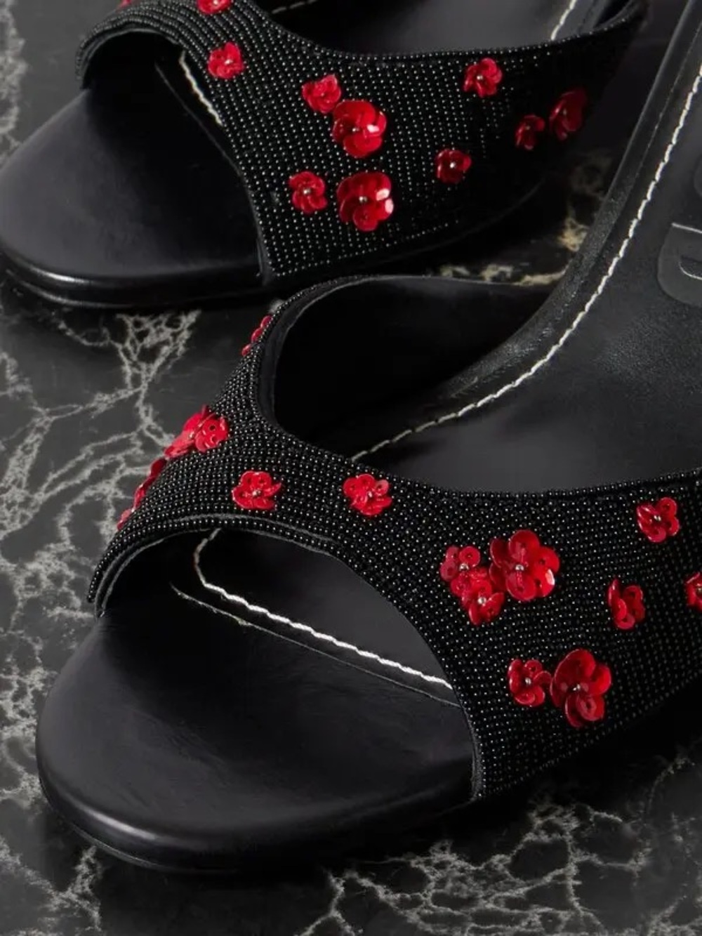 STAUD Brigitte embellished satin mule